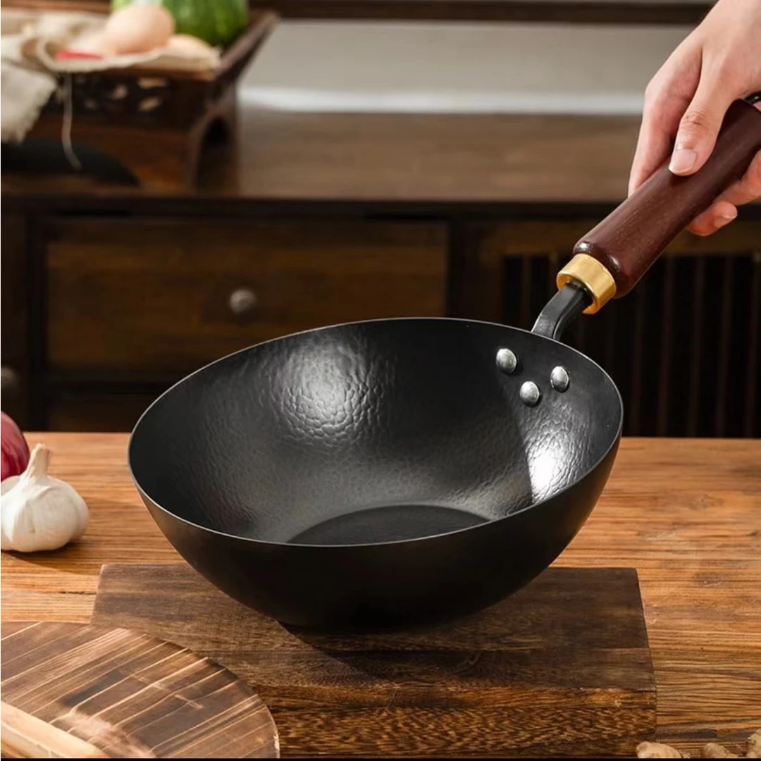 章丘铁锅小炒锅宝宝辅食锅老式铁锅小号炒菜锅熟铁小铁锅小奶锅