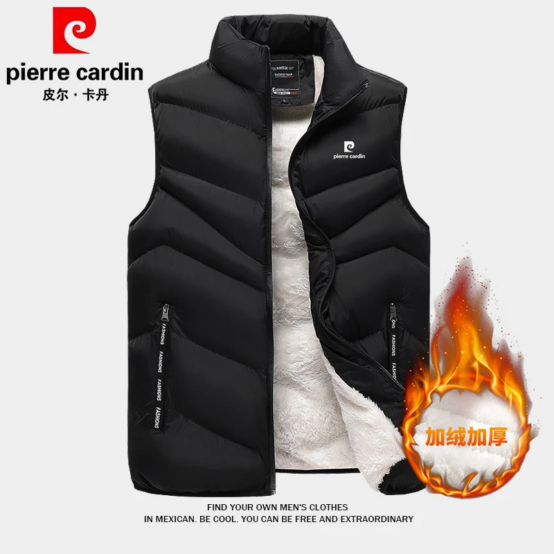 皮尔卡丹秋冬马甲立领加绒加厚男加肥大码保暖羊羔绒背心棉服外套