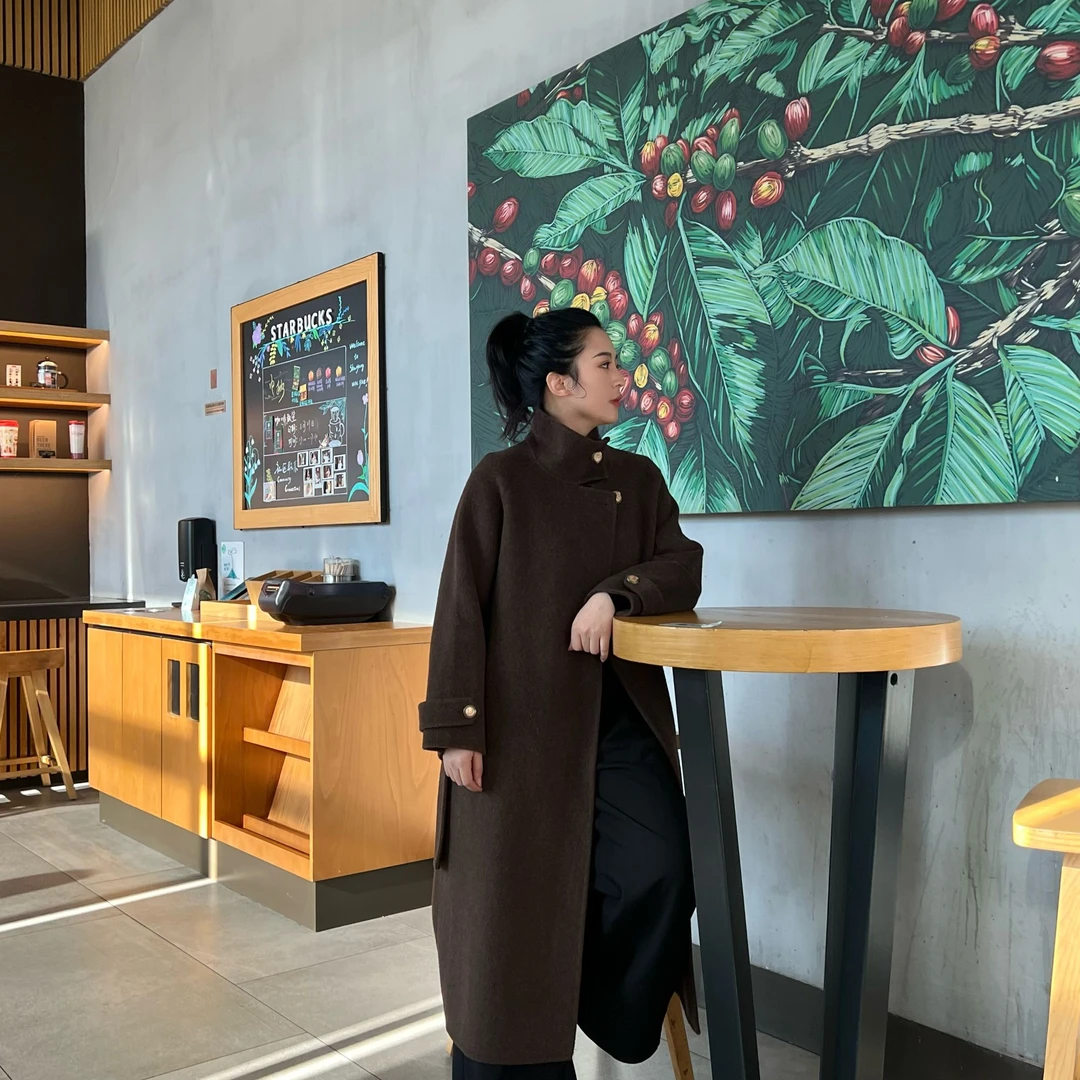 【挚爱经典】2025春款双面手工大衣长款外套保暖显瘦加厚呢外套