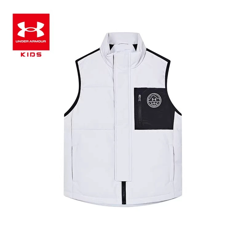 安德玛童装春季时尚帅气男童儿童羽绒马甲保暖中大童运动上衣加厚