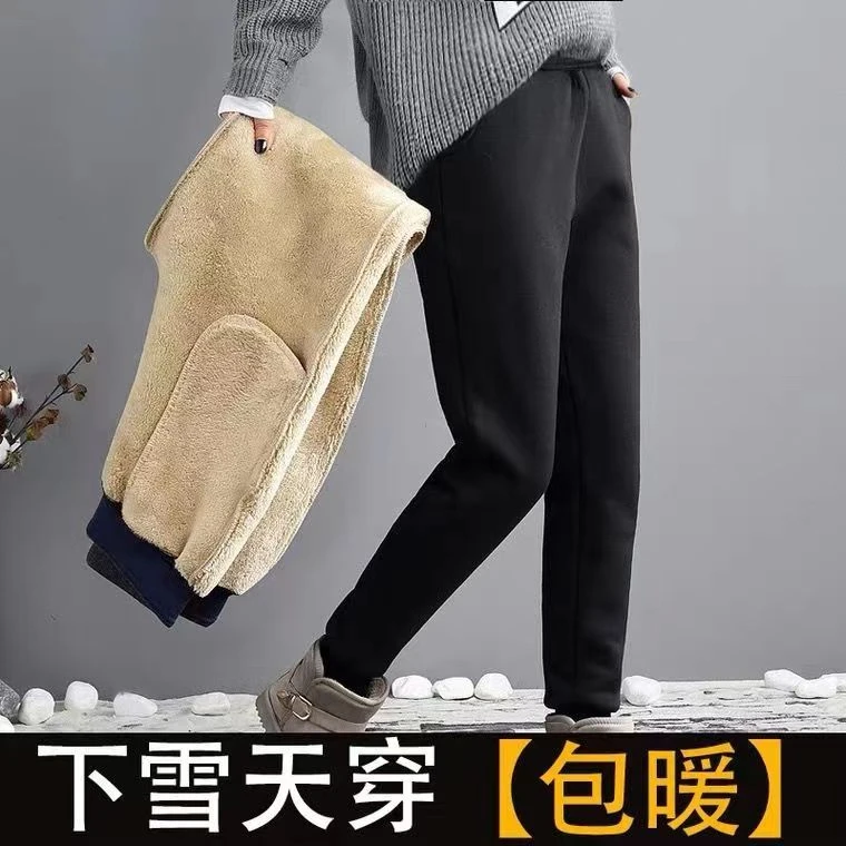 孕妇裤子保暖升级版羊羔绒长裤外穿加绒加厚托腹棉裤休闲裤子冬装