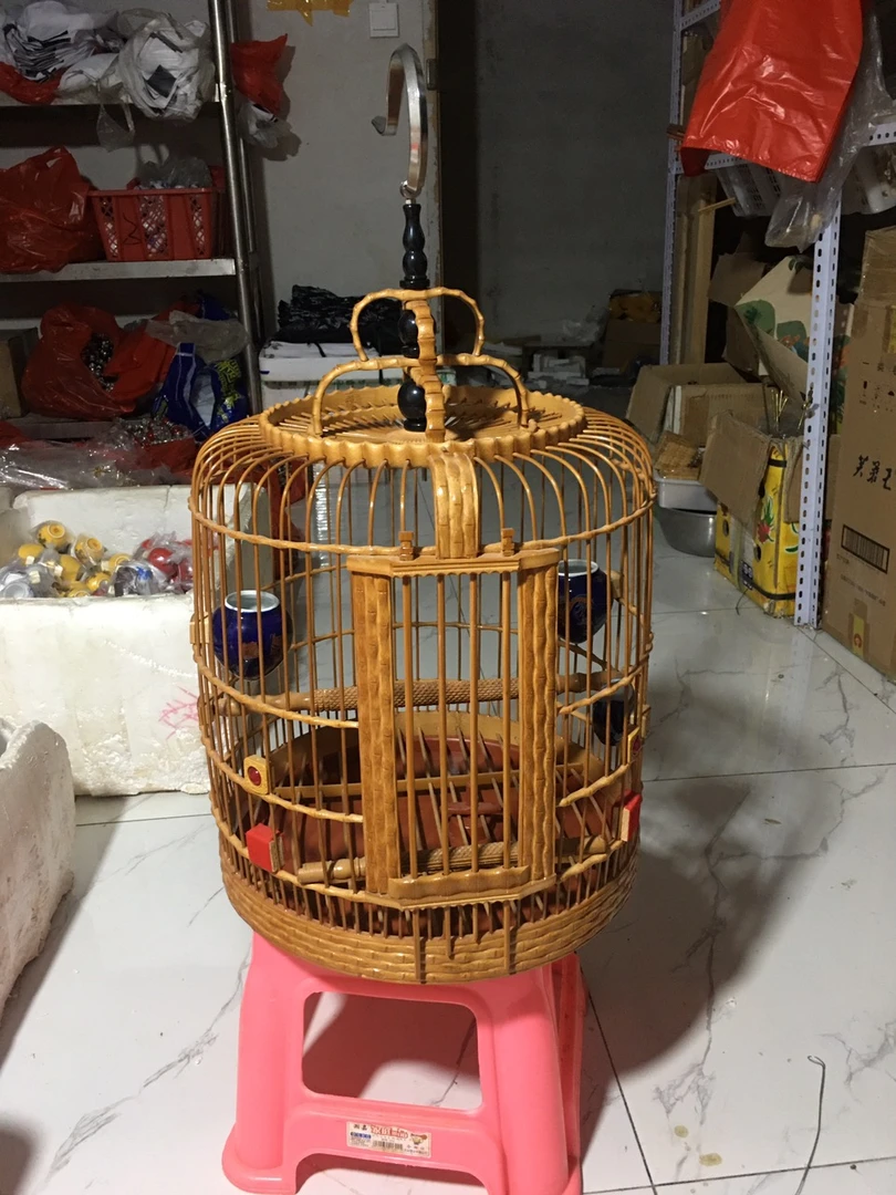 凯里画眉笼八哥鹩哥鸟笼子竹节画眉笼带青手工竹鸟笼竹制画眉鸟笼