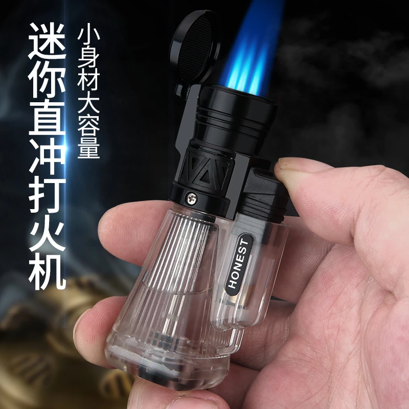 三直冲强力打火机户外生火便携烟具蓝焰雪茄充气火机防风合合金