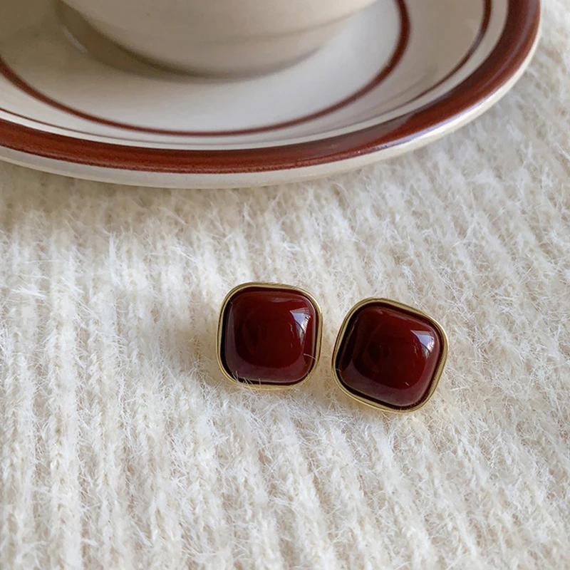 合金合成锆石耳饰 气质时尚百搭复古法式小众简约港风个性精致ins