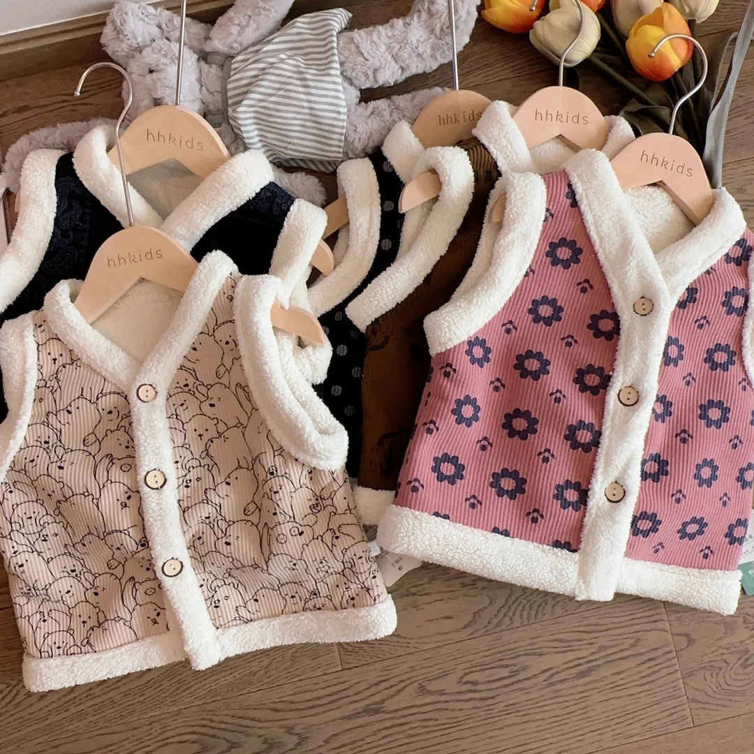 【宠粉专属】新款儿童秋冬款加绒马甲男女童保暖坎肩外套韩版绒马夹