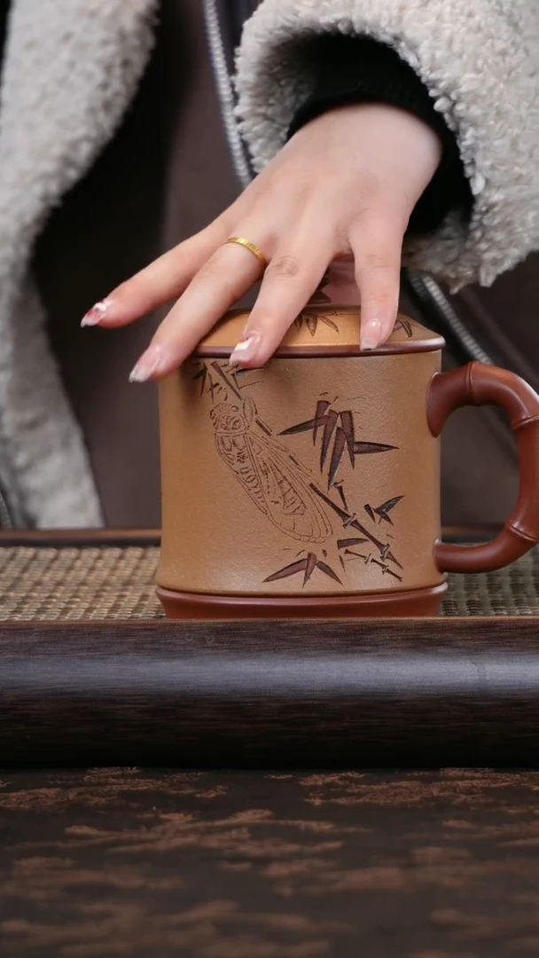 【闪购商品】紫砂茶杯竹节蝉鸣