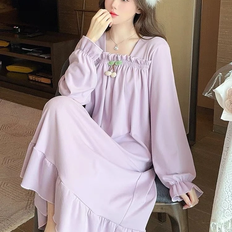 睡裙女秋冬款保暖可爱家居服甜美风公主风网红均码可外穿小众设计
