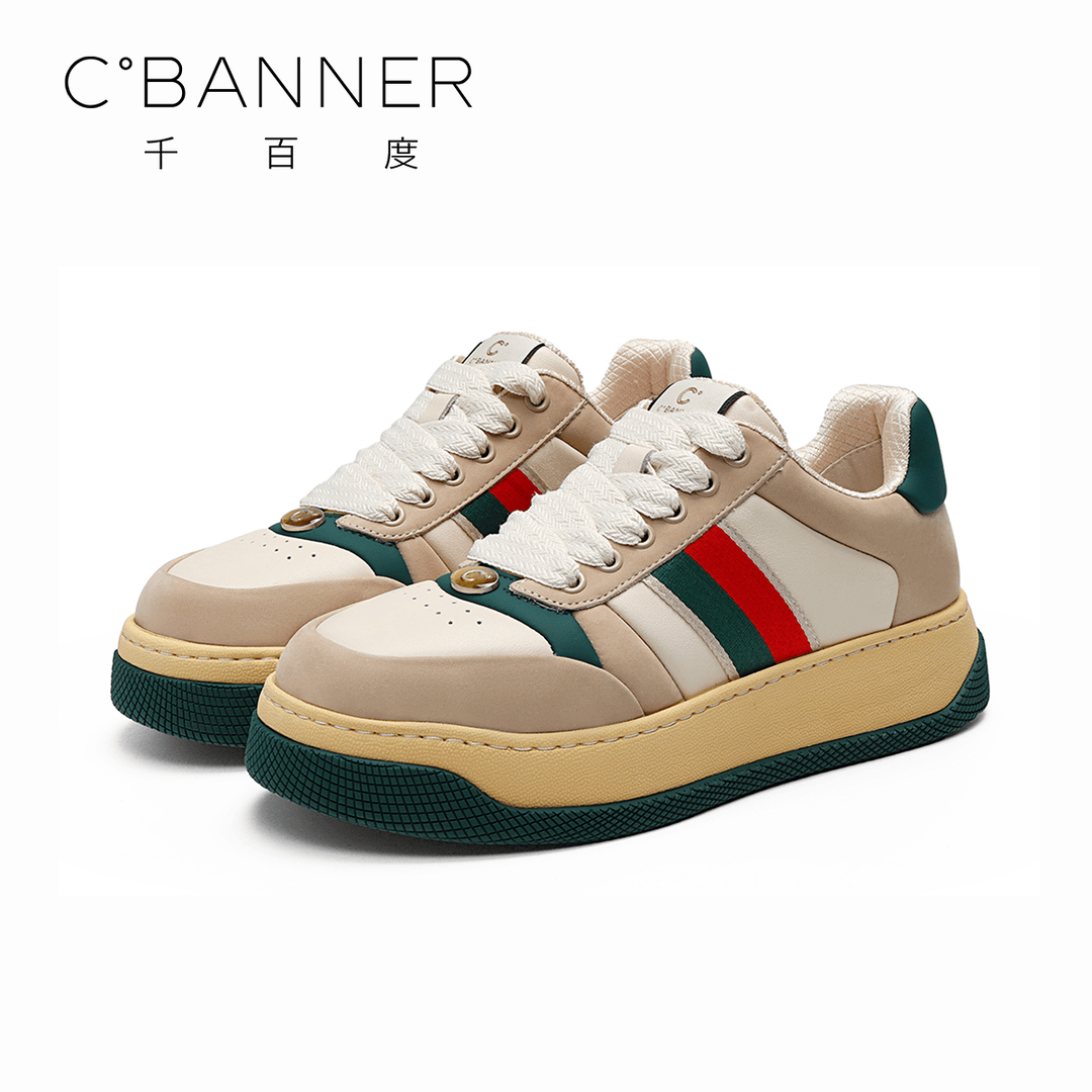 C.BANNER/千百度低帮板鞋2023秋季复古百搭舒适男士休闲运动鞋男