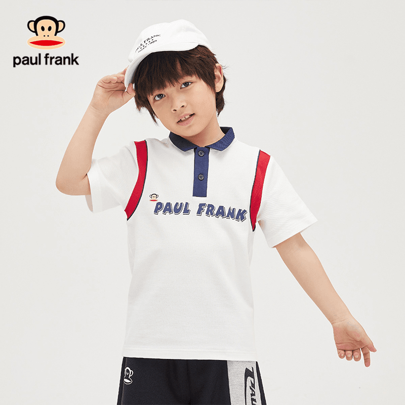 【126】paul frank/大嘴猴夏季儿童男童polo衫+藏青色五分短裤针织