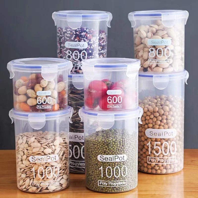 【外贸品质】 5个1000ml  大号透明五谷杂粮收纳储物罐带盖防潮