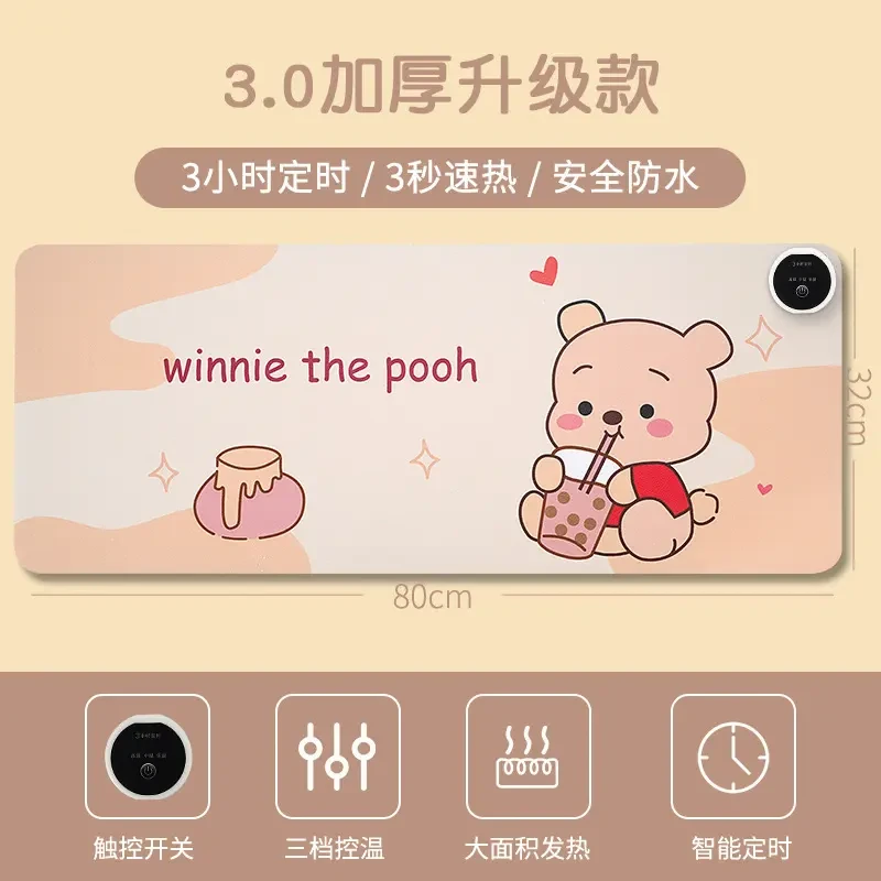定时发热桌垫学生写作业桌面大号暖手桌垫办公室快捷键加热鼠标垫