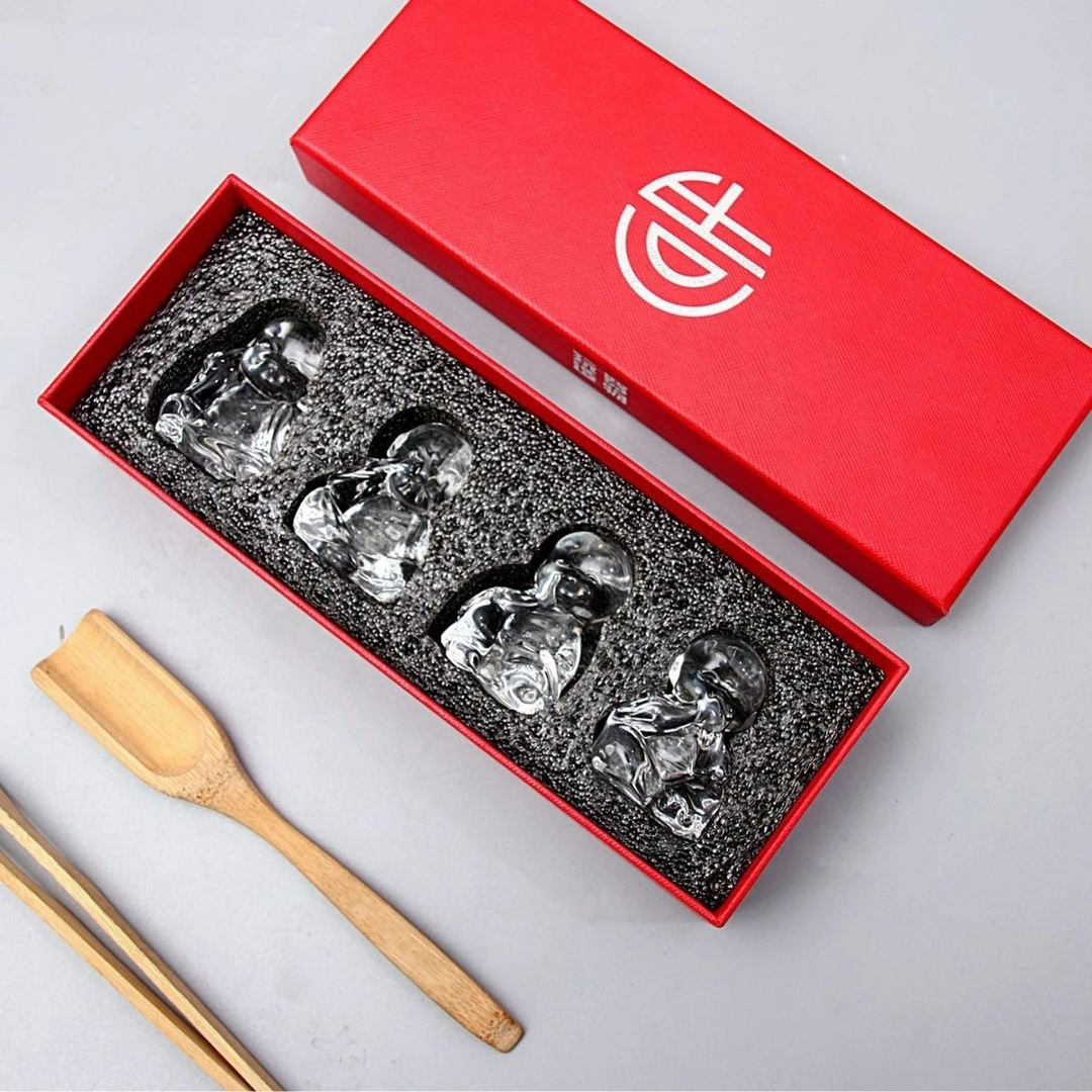 新中式茶道创意四不小和尚茶具盖置装饰品茶宠迷你茶桌茶台摆件