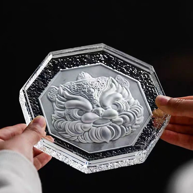 水晶玻璃壶承醒狮干泡台禅意壶垫家用茶壶盖碗托盘茶具配件摆件