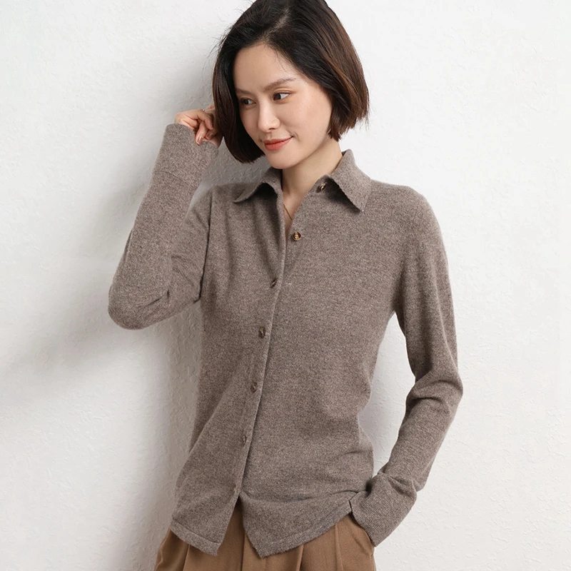 POLO领长袖开衫女