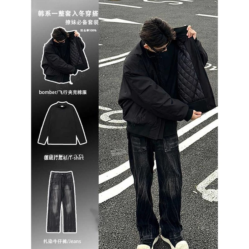 秋冬飞行夹克棉服男士款加厚美式棉衣痞帅外套工装短款夹棉棒球服