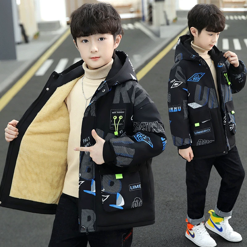 2023男童冬装棉服外套新款中大儿童装洋气加绒加厚派克服棉衣袄潮