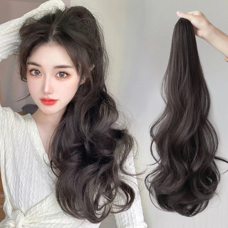 假发女抓夹式马尾卷发大波浪马尾隐形假马尾蓬松中长款气质高马尾