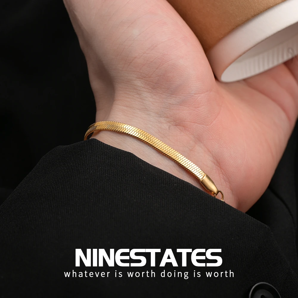 钛钢手链 蛇骨手链轻奢手链男士手链金色ins手链小众手链ins