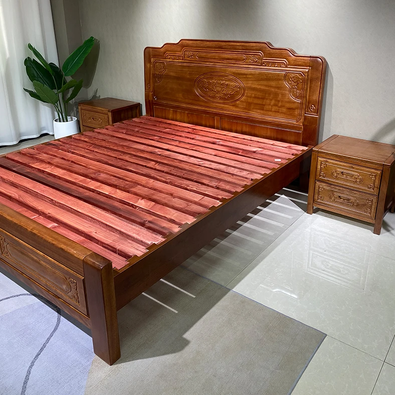 驭匠实木床全榫卯工艺菠萝格木中式仿古雕花双人主卧成套婚床