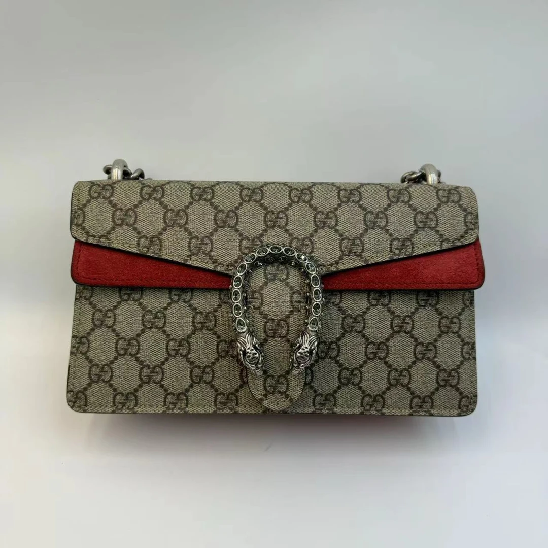 99新 GUCCI/古驰 新款钻扣酒神中号链条包/香菜奢品/XC00355/单肩