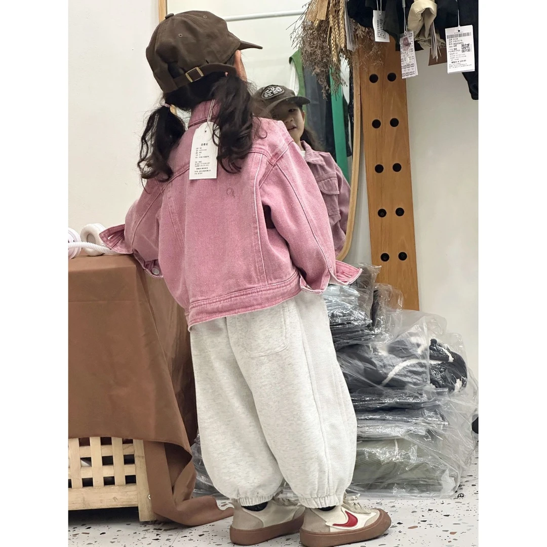 女童春季粉色牛仔外套新款2025儿童套装网红洋气裤子