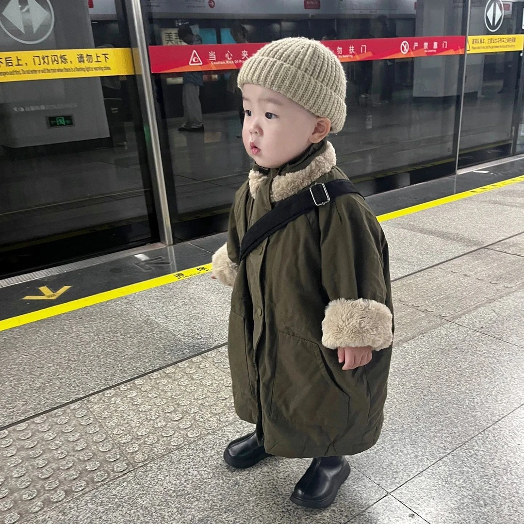 儿童男童棉衣加绒加厚保暖童装冬季中长款女童棉服2025新款外套帅