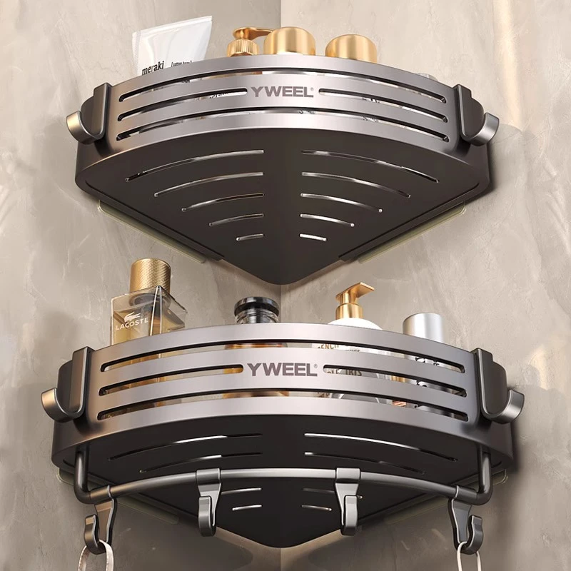 卫生间浴室三角置物架免打孔太空铝厕所淋浴间洗澡间转角架收纳架