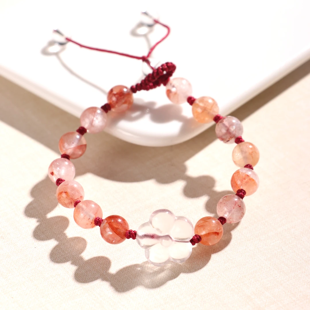 《一抹桃花》DL1724红胶花花朵手链8+