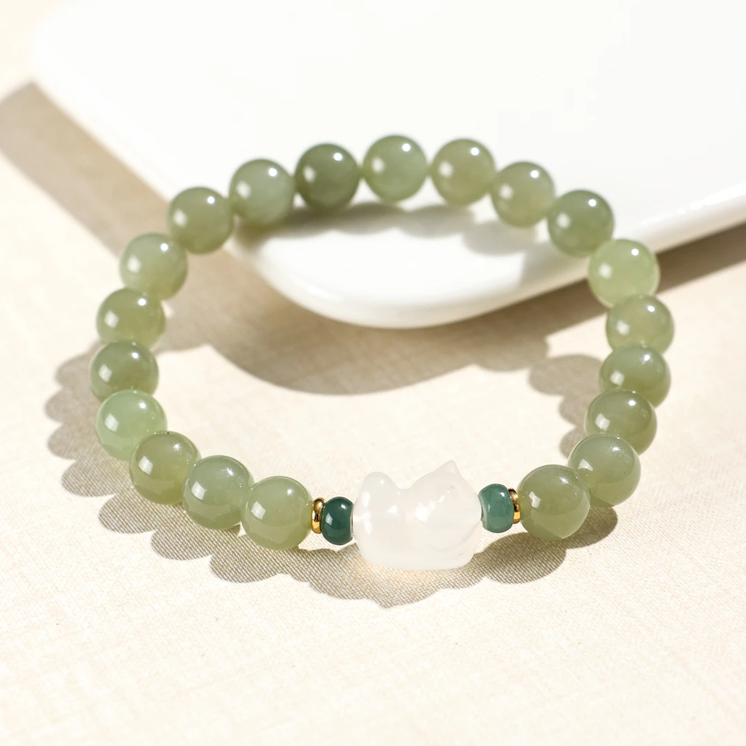 《滑冰小猫》DL1592和田玉手链-8