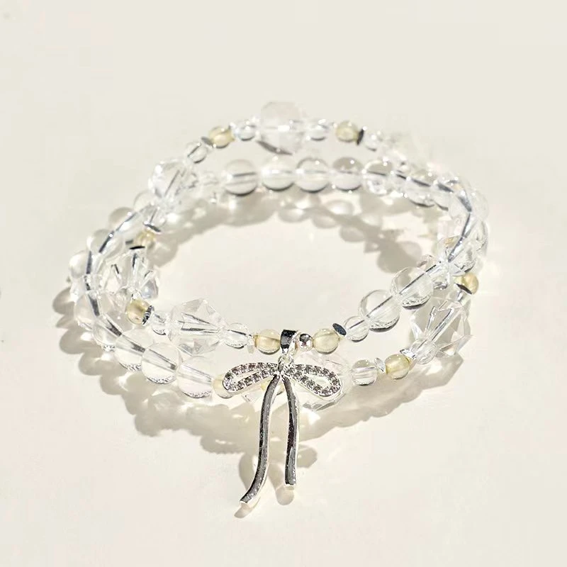 DL0981白水晶黄水双圈蝴蝶结手链-6