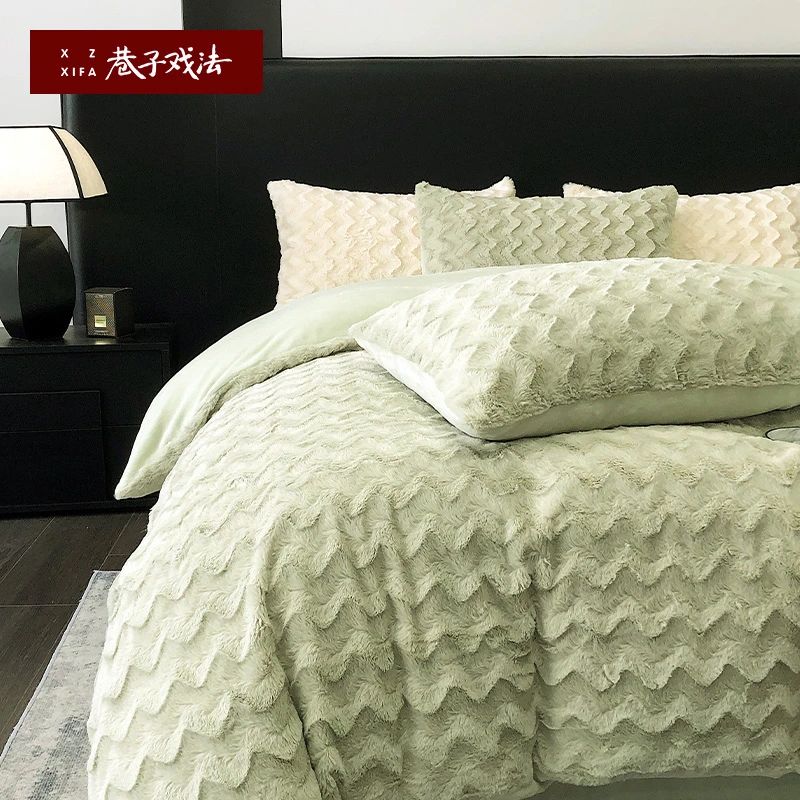 巷子戏法四件套双面绒轻奢高级感加绒床单被罩床罩高档床上用品