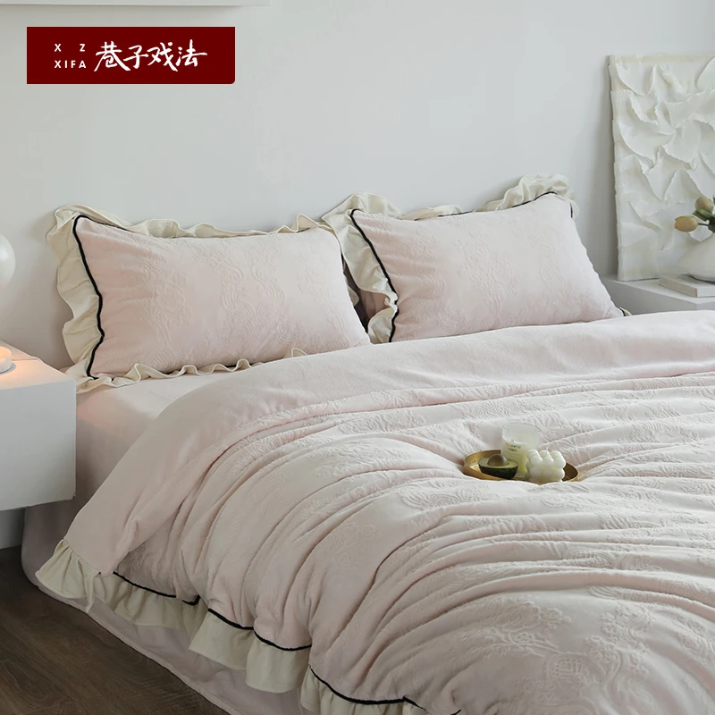 巷子戏法牛奶绒四件套床单被套法兰绒床上用品珊瑚绒轻奢冬季加绒
