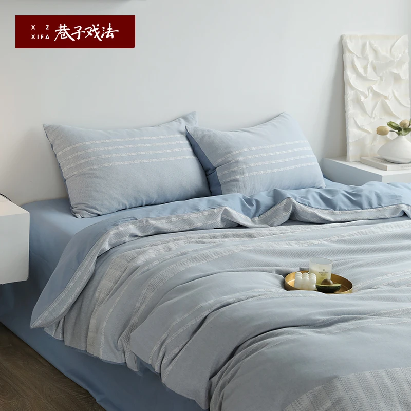 巷子戏法纯棉磨毛全棉四件套床单被套北欧提花高级感秋冬床上用品