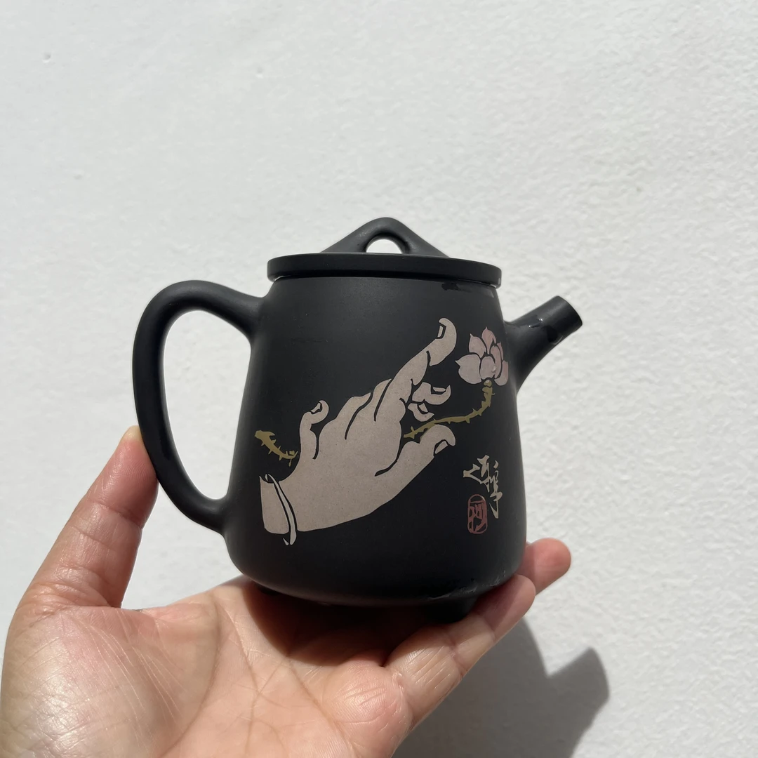 【青芊】建水紫陶阴刻阳填高石瓢250cc