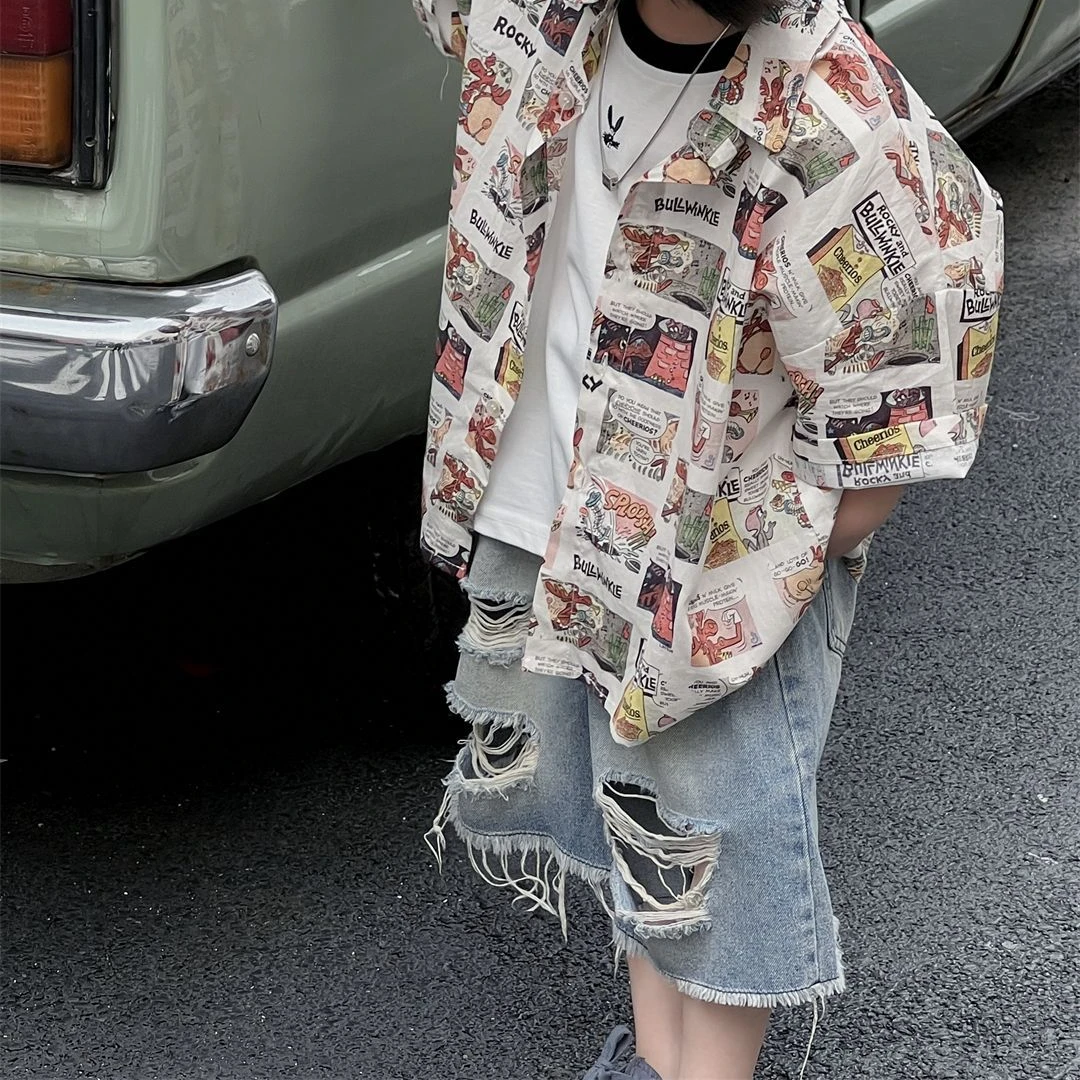 儿童牛仔短裤做旧水洗破洞裤子洋气中裤中小童男童男宝宝夏季