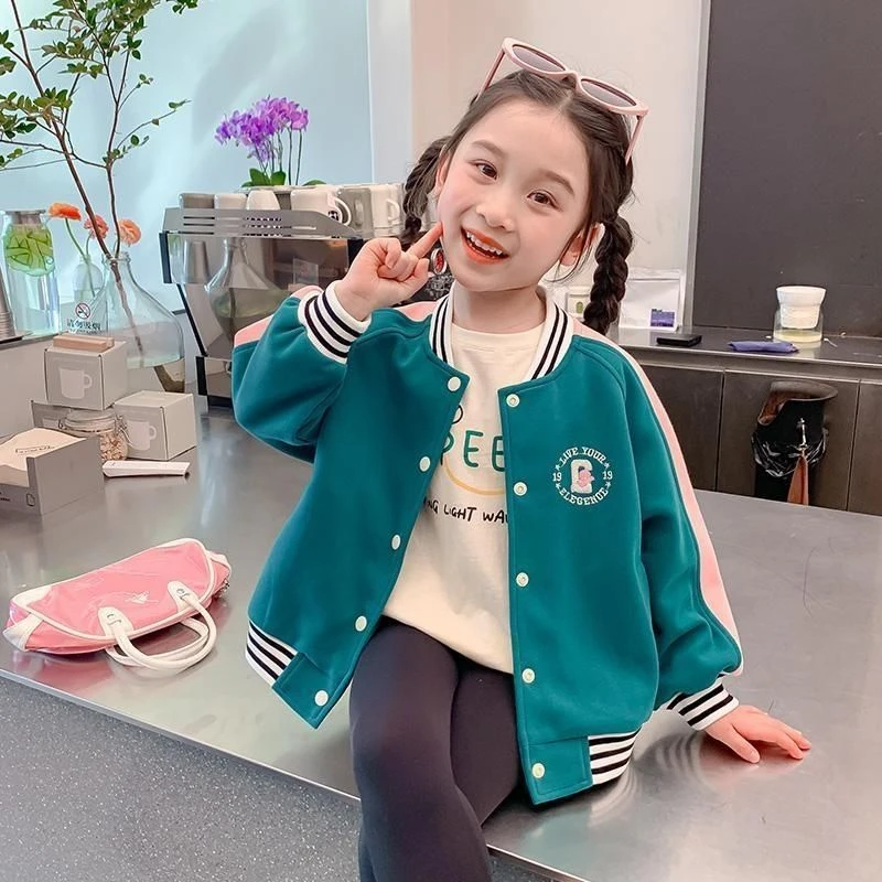 女童小女孩外套春秋款新款洋气时髦衣服春季儿童装春装棒球服