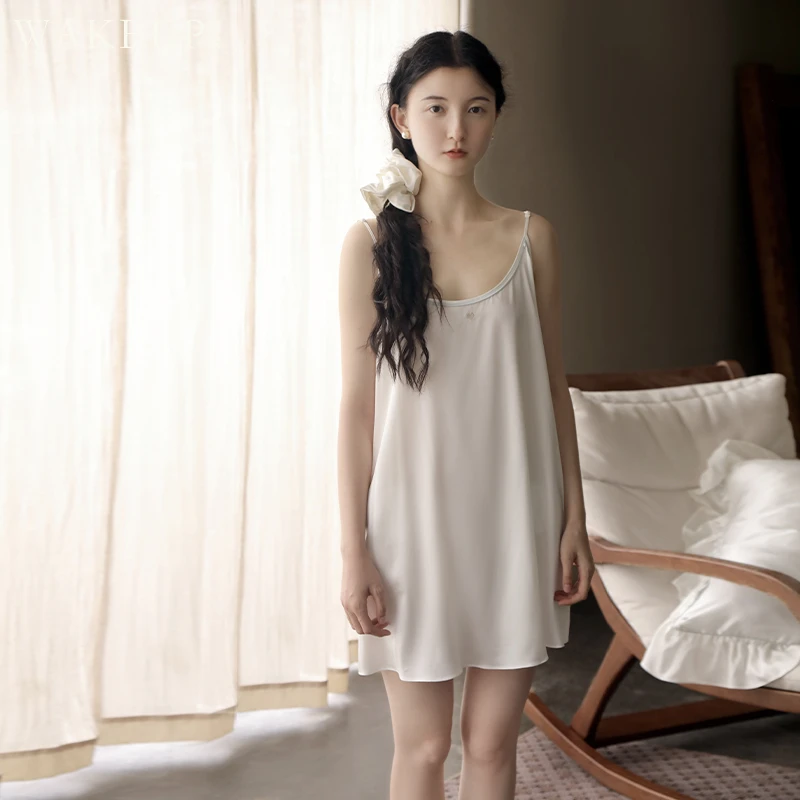【限定礼物】wakeup醒来桑蚕丝吊带裙睡衣甜美爱心纯欲睡裙2024新款