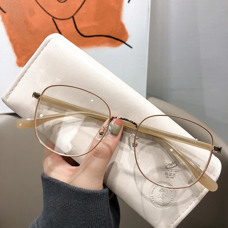 复古奶茶色眼镜架大框显瘦圆脸女近视素颜防蓝光日系网红平光韩版