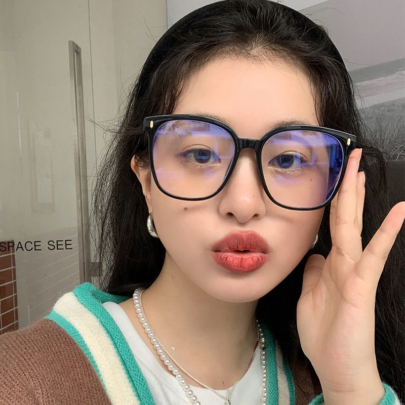 黑框眼镜女网红素颜神器大脸显脸小透明防蓝光辐射近视眼镜框男潮