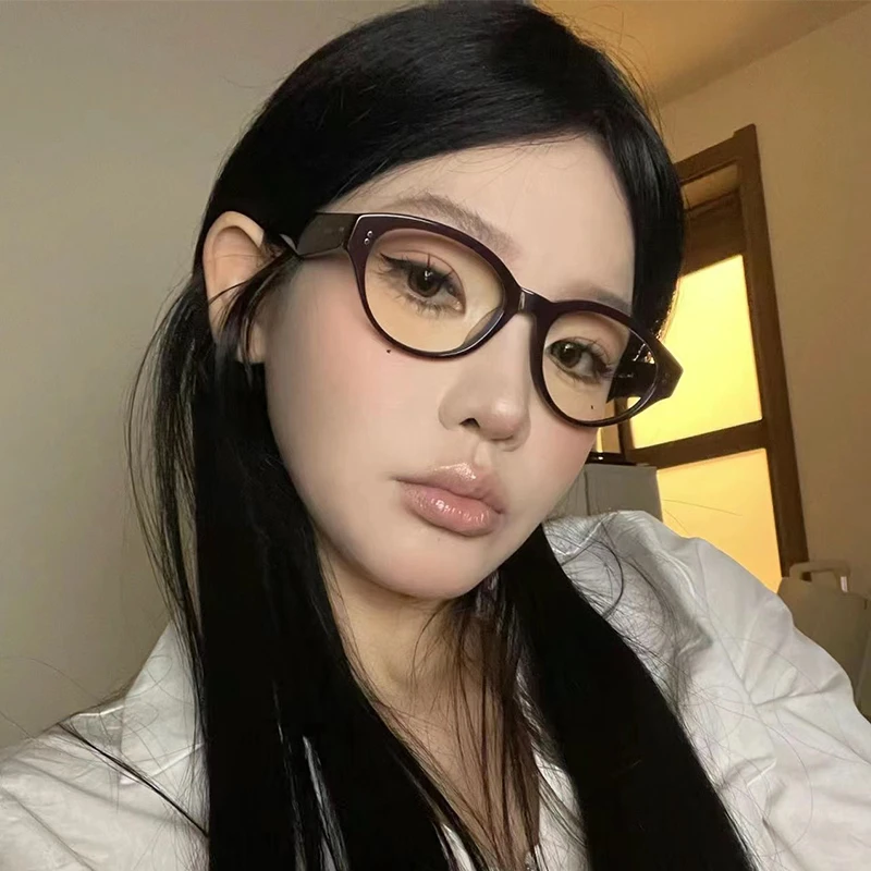 韩版美拉德黑框猫眼眼镜女素颜神器网红街拍个性可配近视眼镜框潮