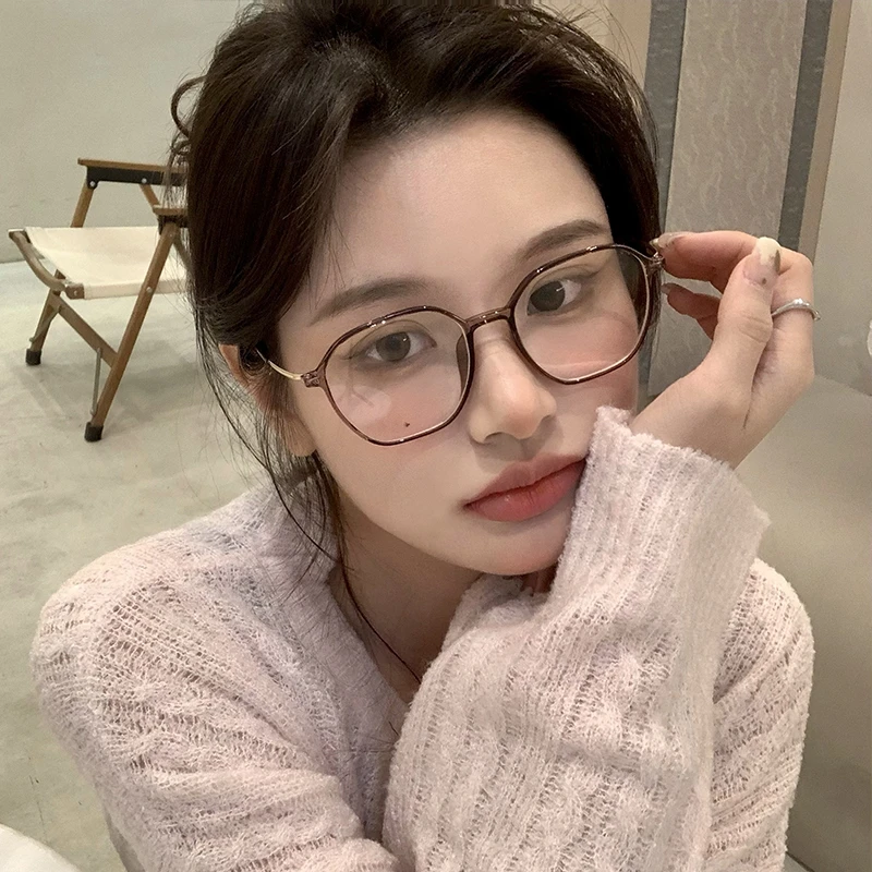 韩系ins风眼镜框女可配近视度数大脸显瘦超轻素颜茶色眼镜防辐射