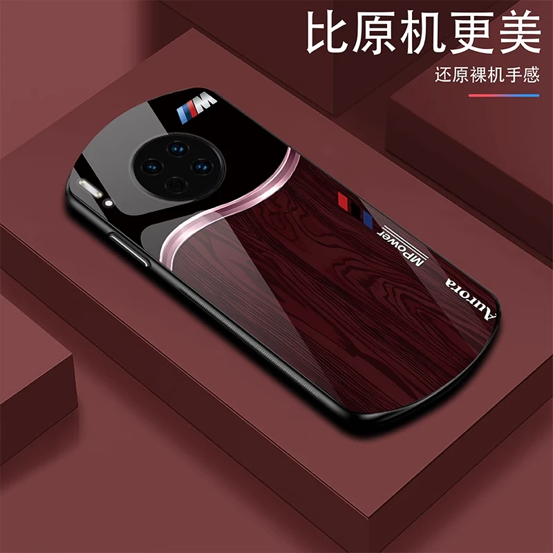 【华为mate30E Pro】新款弧形渐变钢化玻璃高端定制木纹防摔手机壳