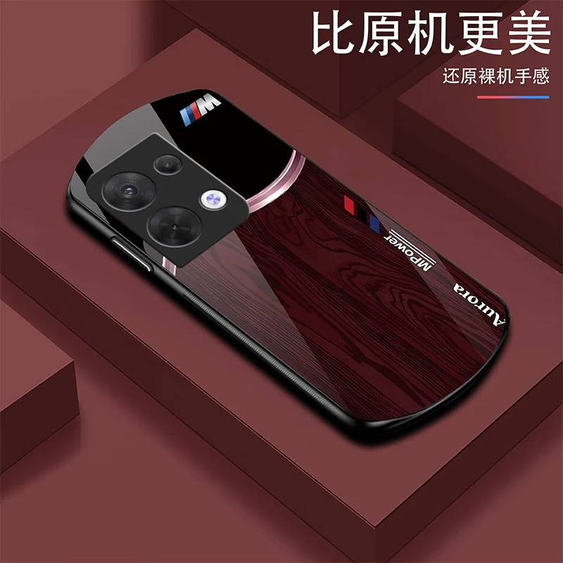【OPPO Reno8】新款弧形渐变钢化玻璃高端定制木纹防摔手机壳