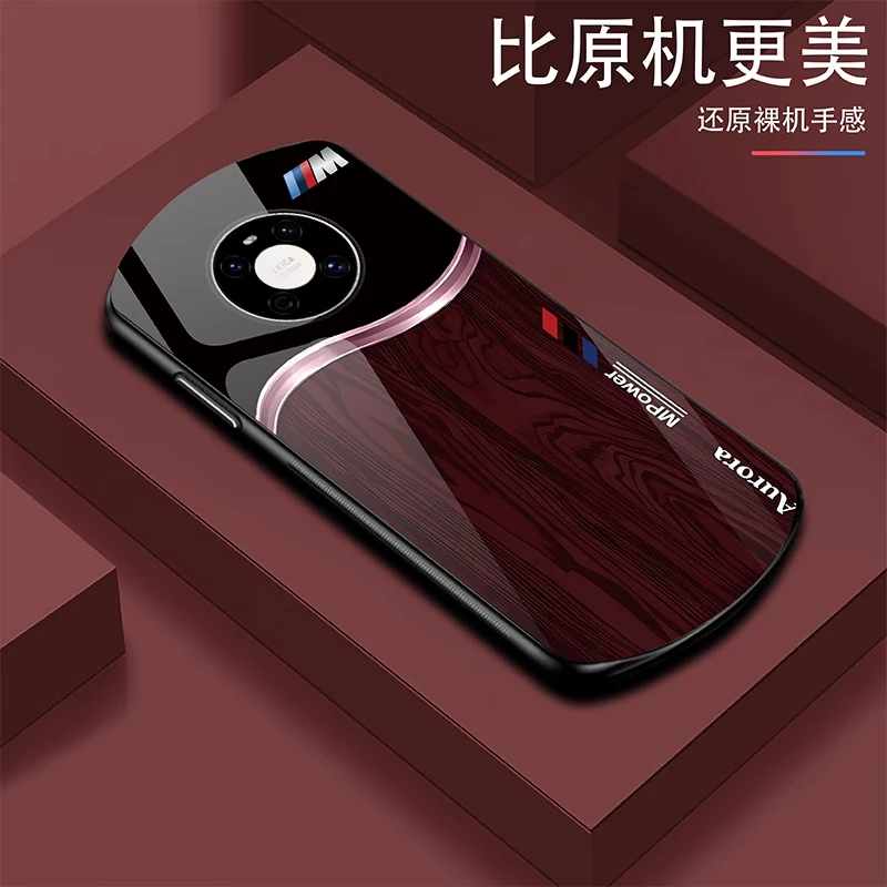 【华为mate40】新款弧形渐变钢化玻璃高端定制木纹防摔手机壳