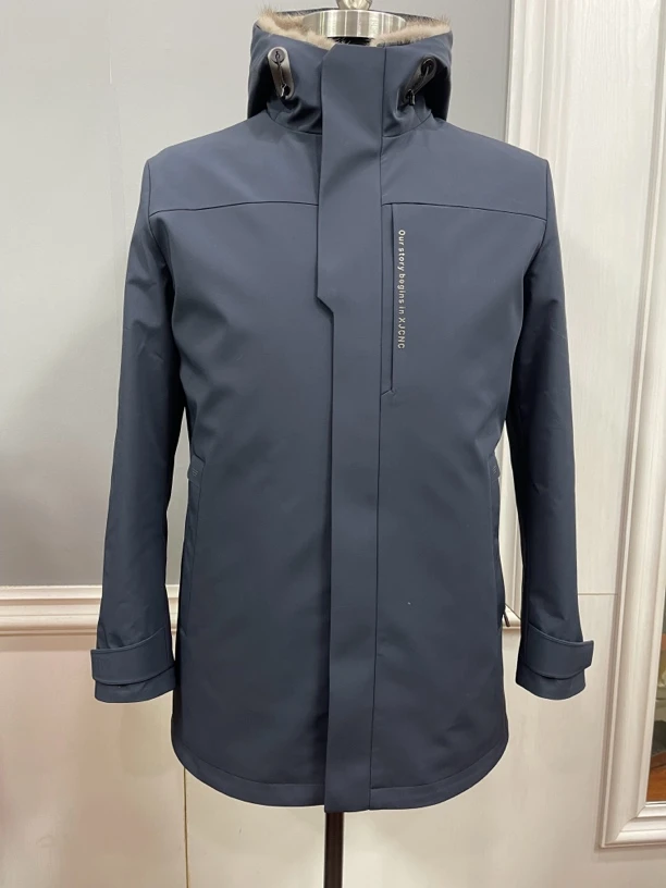 男士貂胆时尚连帽商务休闲中长款冲锋衣保暖防风中老年外套24078