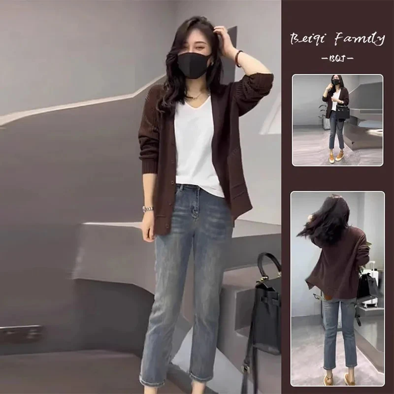 秋装女2024新款针织开衫微胖显瘦遮肉高级感网红炸街减龄两件套装