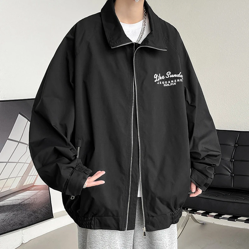 2024秋季新款港风oversize印花翻领夹克高街潮流爆款男女同款外套