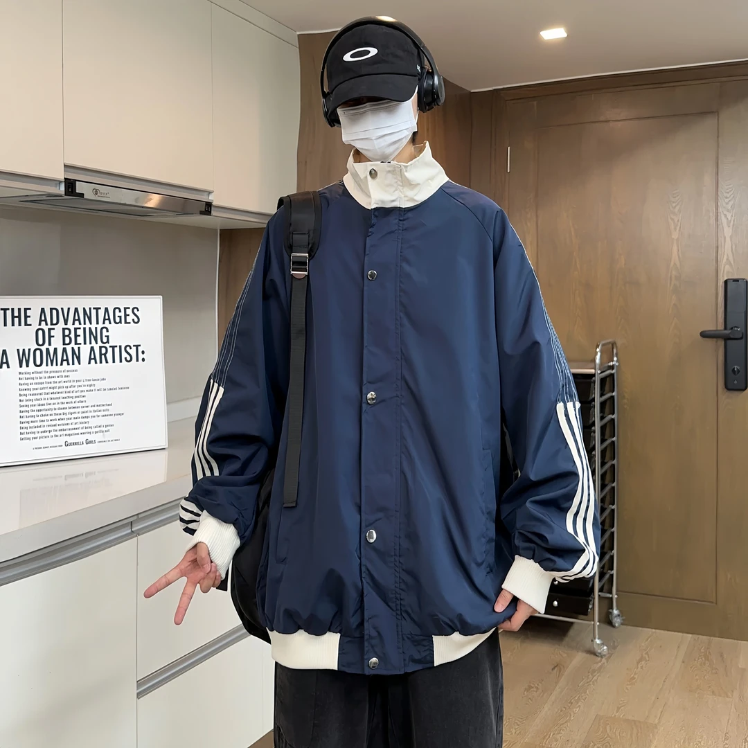 2024秋季潮流百搭宽松立领情侣外套男女同款oversize休闲飞行夹克