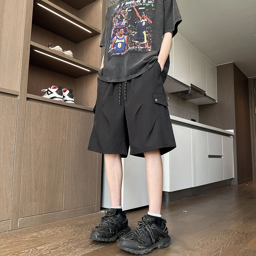 2024夏季新款高街潮流情侣短裤男女同款oversize垂感休闲五分裤