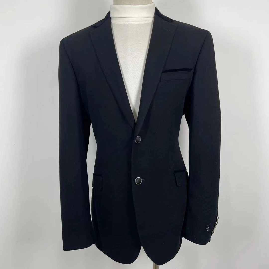 【清仓特惠】男士时尚休闲黑色经典轻奢羊毛西服修身男款保暖厚款